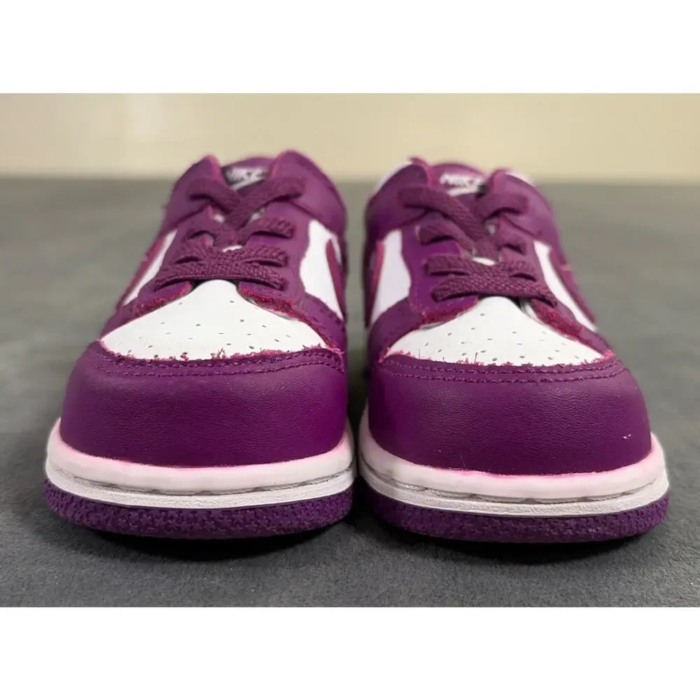 Nike Dunk Low White/Viotech-White - size 8C Toddler FB9107-110 Bnfts Charity